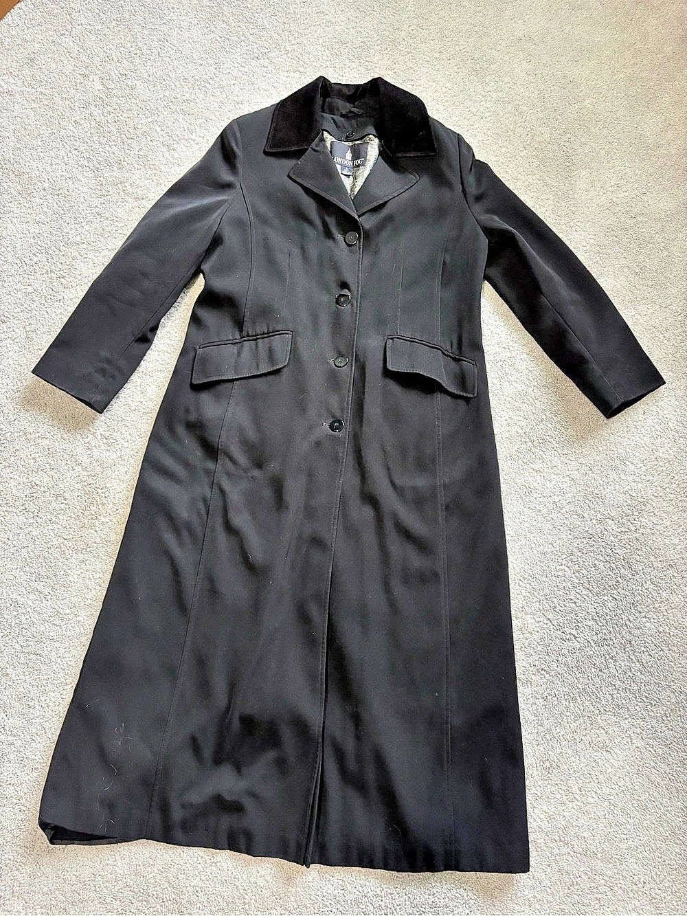 Vintage London Fog Full Length Trench Coat Velvet Collar PaisleyLiner 4P